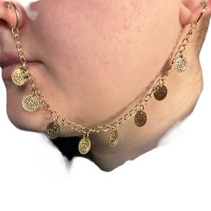Ear cuff and nose chain to ear faux (no piercings needed)